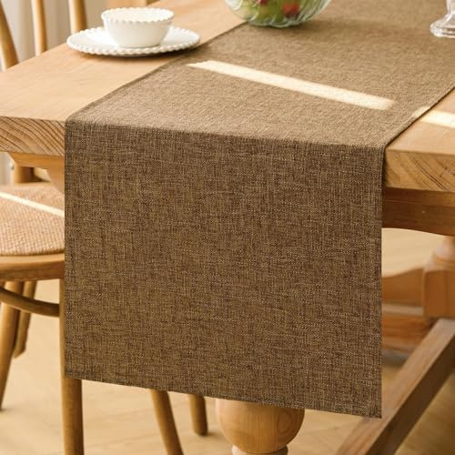 Kiatuniya Chemin de Table Moderne Marron 40 x 140 cm Lavable au Printemps Ferme Maison de Campagne Décoration de Table pour Anniversaire, Mariage, Cheminee Decorative, Décoration de Fête