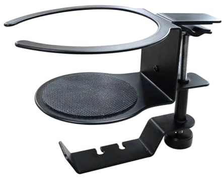 GRIRIW Headphone and Cup Holder Hook Rotatable Under Desk Hanger for Headsets and Water Bottles Easy to Install Non- Design Space-Saving Desk Accessory