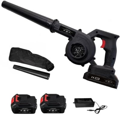 A.M.C. Soffiatore a Batteria, Mini Soffiatore per Foglie, Velocità dell'Aria fino a 126 km/h, Dotato di 2 Batterie da 42V 4000 mAh, Ideale per la Cura e la Manutenzione del Giardino