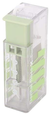 Dispensador de hilo dental portátil con 10 palillos de hilo dental ultrafino, soporte para palo de hilo dental para adultos, viajes, hotel (verde matcha)