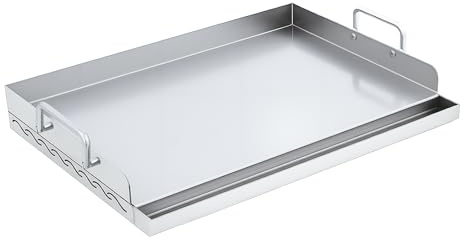 Stainless Steel Griddle,46.2x32.8x8.6cm,Rectangle Griddle Plancha,with 2 Handles for Weber, Charcoal Grill and Most Gas Grills