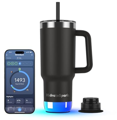 Hidrate Spark PRO 2 – Smart Tumbler with Drink Reminders & Water Tracking, Great Gift Idea for New Year Resolutions – 887ml – Syncs with Apple Health, Fitbit, Smart Rings & Watches - Black