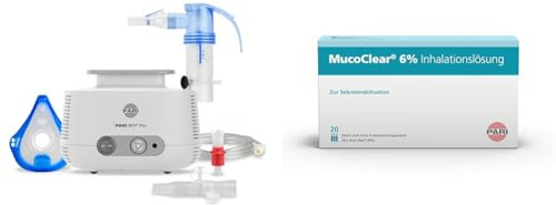 Bundle aus PARI BOY Pro Inhalationsgerät Erwachsene und Kinder – Inhalator zur Therapie von Atemwegserkrankungen + PARI MucoClear 6% NaCl - Hypertone Kochsalzlösung zum Inhalieren -20 Ampullen je 4 ml