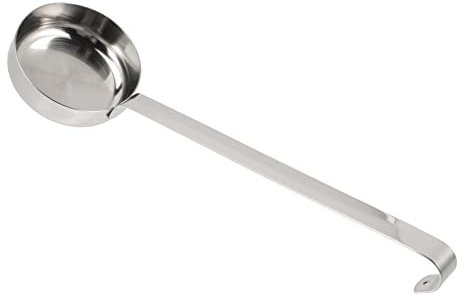 GLEAVI Stainless Steel Sauce Ladle Flat Spoon for Pizza Sauce Long Handle Kitchen Soup Spoon for Home and Restaurant Cooking for Pizza and Soup Serving