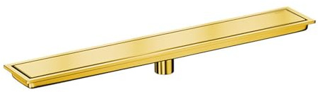 Desagüe de ducha lineal con paneles de acero inoxidable 304 2 en 1, drenaje de suelo y canal de ducha, 10 x 60 cm, color dorado, diseño elegante para baños modernos