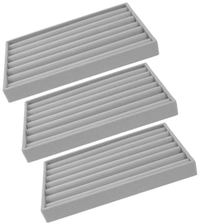 VILLFUL 3pezzi Vassoio Per Gioielli Da Organizer Per e Orecchini Vassoio Espositivo Per Collane e Bracciali Scomparti Morbidi Per Proteggere i Gioielli Adatto Per Esposizione