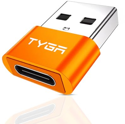 TYGA STORE USB Type C Female to USB Type A Male Adapter 2.0, Sync, Transfer, Charge, Plug & Play (1, Orange)