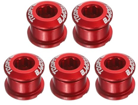 QUARKZMAN 5Stk Einzelkettenblatt Schrauben M8 Aluminiumlegierung Fahrradkurbelsatz Muttern Kettenblatt Schrauben Für Road Bike Mountain Bike Rot