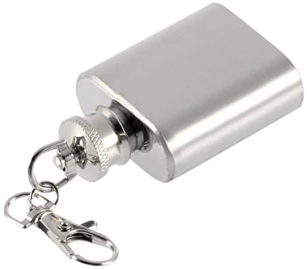 Whyzsjnclg Mini-Schlüsselanhänger, Schlüsselanhänger, Flachmann, tragbar, Edelstahl, Alkoholflasche, hängender, 28 ml, tragbarer