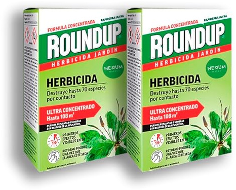 PACK x2 ROUNDUP Herbicida Total para Eliminar Todo Tipo de Malas Hierbas | Efectos Visibles en sólo 2 Horas | 250 ML para diluir en 5L Agua | Elimina hasta 70 de Hierbas/Musgo | Nexum Market