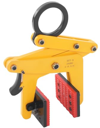 OUBUBY Versetzzange Bordsteinzange 390kg Bordsteinzange Steingreifer Verstellbare Öffnung von 3-8.5cm, Holzzange Forst aus Legierter Stahl mit Endringe für Stein Anheben und Transportieren (Yellow)