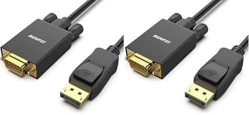 BENFEI DisplayPort to VGA Cable, 1.8M Display Port of Computer/Laptop to VGA of Monitor/Projector Gold-Plated Adapter (Not Bidirectional,Not Compatible with HDMI or USB) (Pack of 2)