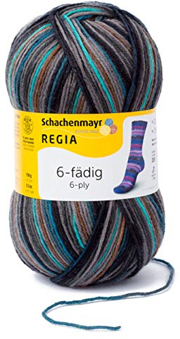 REGIA 6-fädig Color 9801285-06838 kilauea Handstrickgarn, Sockengarn, 150g Knäuel
