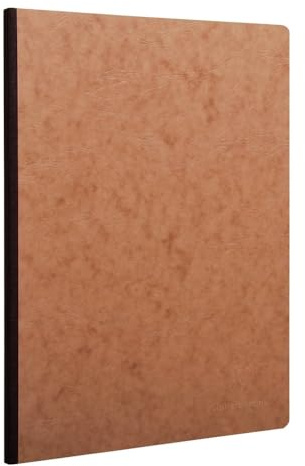 Clairefontaine 79146C - Notizbuch / Kladde Age Bag DIN A4 21x29,7 cm, liniert 96 Blatt, 90g, geleimt mit Lederstruktur, mit bedruckten Vorsatzblättern, Tabakbraun, 1 Stück