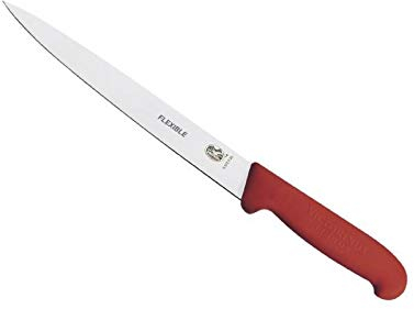 Victorinox 5.3701.20 Couteau dénerver/Filet de Sole, Lame Flexible 20 cm INOX, Manche fibrox Rouge.