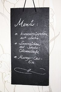 MEMOBOARD aus Schiefer Kreidetafel 60x30cm Schieferplatten Landhaus