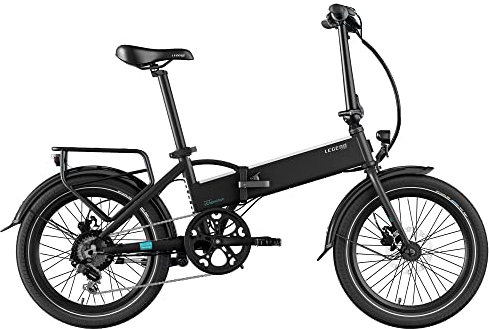 LEGEND EBIKES Monza, E Bike Elektrofahrrad Herren und Damen, Fahrrad Auswechselbare Batterie 36V 14Ah, 25km/h, Elektrofahrräder 250W, E-Bike Klapprad 6 Gänge, Räder 20 , Smartbike Schwarz