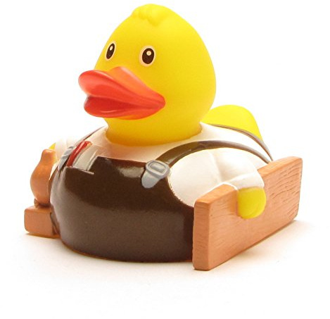 Duckshop I Badeente Tischler I Quietscheente - L: 8 cm I Quietscheentchen I Geschenk Handwerker I Präsent Sammler