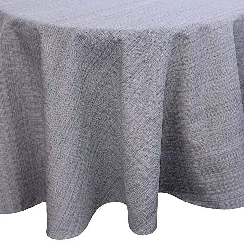 Outdoor Tischdecke rund Ø 145 cm in grau meliert - Modernes Tisch-Tuch als wetterfeste Garten-Tischdecke - Abwaschbare Außenbereich Abdeckung als große Garten-Tische Camping Tisch-Deko