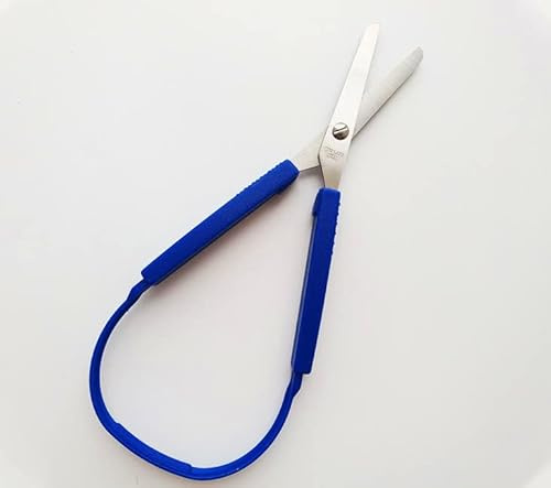 ZYYXB Ciseaux à boucle pour enfants Easy Grip Ciseaux adaptés à ouverture facile pour les besoins spéciaux Sécurité à pointe ronde Poignées ouvertes,Bleu