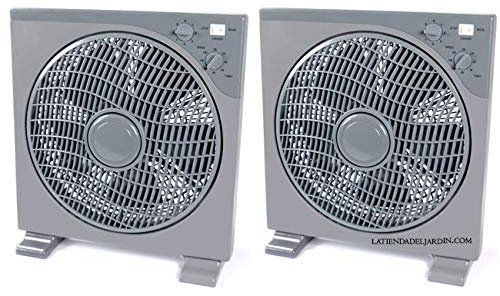 Suinga Pack x 2 VENTILADOR CUADRADO DE SUELO OSCILANTE de 12, 3 velocidades y temporizador