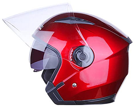 Open Face Jet Helmet Motorrad Roller Moped Mofa Scooter Offenes Helm Erwachsener Herren Damen Atmungsaktiver Mopedhelm DOT/ECE-Zertifizierung Retro Vintage Pilot Biker Helmet,Rot,M