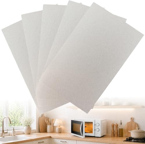 Placas de Mica para Microondas, 12,7 x 20,3 cm, 5 Piezas | Hojas Universales Recortables para Adaptarse a Diferentes Hornos de Microondas, Repuesto Práctico para Cubiertas Dañadas