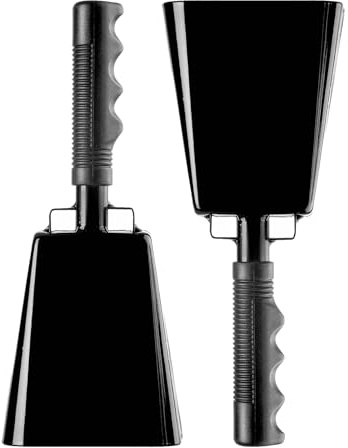 Steel Cow Bell Noise Makers: Hand Percussion Cowbells for Sporting Events - 8 Inch Large Cowbell with Handle for Football Games Cheering School Graduation Farm 2 Pcs
