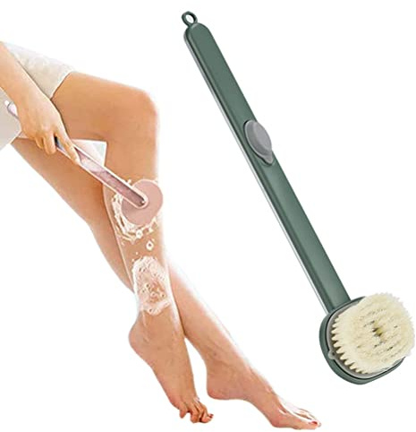 Massagebürste Rückenbürste Naturborsten Duschbürste Set -Flüssigkeit Rücken Bürste Badebürste mit Langem Stiel Massage Dry Duschbürste Body Bürste Set Perfekt für Hautpflege und Gegen Cellulite