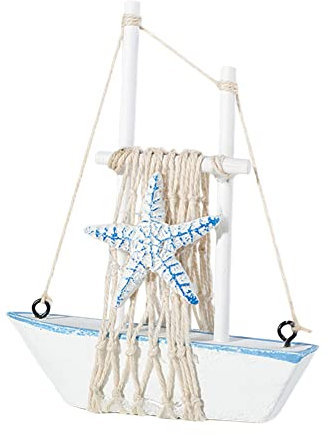 Uposao Holz Segelboot Modell,Maritime Boot Deko Segelschiff Mediterranen Nautische Maritime Deko Anker Muschel Strand Dekoration Ornament für Ozean Mottoparty Heimdekoration Schlafzimmer Büro Zuhause