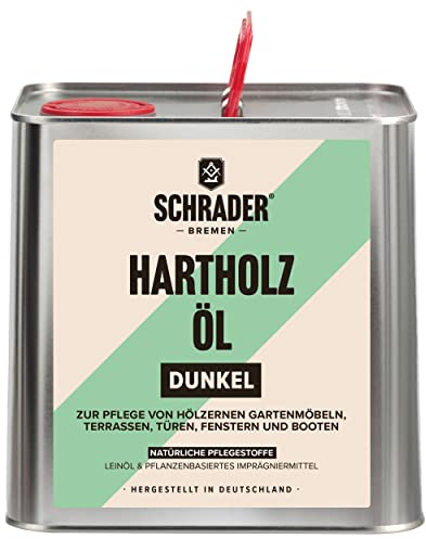 Schrader Hartholzöl dunkel für Außenbereich - Effektiver Schutz & Pflege für Hölzer im Freien, Holz Öl und Möbelpflege, Hartholz Öl, Holzpflege, Imprägnier Mittel & Holzschutz - 2500ml Made in Germany