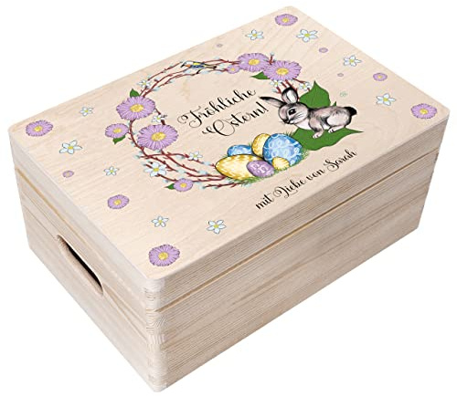 Creative Deco Personalisiert Ostern Deko Holzkiste Geschenke Ostergeschenke | mit Wunschtext | Osterndeko Individuelle Geschenk für Frauen, Männer, Erwachsene und Kinder | Originale Osterhase Osterkorb