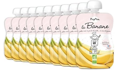 POPOTE Compote Bananes Bio - dès 4/6 mois - Sans sucres ajoutés - 10 x 120g