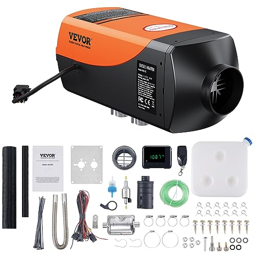 VEVOR Diesel Air Heater, 12V 2KW Diesel Heater with Remote Control and LCD Display, 10L Fuel Tank Diesel Parking Heater, Rapid Heating for RV Trailer Camper Van Boat