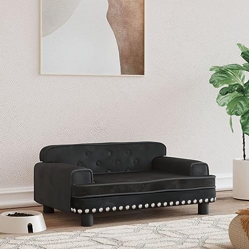 puraday Hundebett Schwarz 70x45x30 cm Samt Hundesofa Hundebetten Katzenbett Bequeme Haustierbett Katzensofa Stilvolles Design Kann Im Wohnzimmer Oder Schlafzimmer Platziert Werden