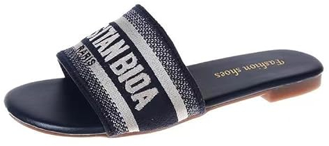 JampoL Scarpe da Spiaggia Stile Estivo Pantofole con Lettera Ricamata Le Donne Indossano Sandali Infradito con Punta Tonda Fondo Piatto Antiscivolo da Donna (Colore : High Heels, Size : 42 EU)