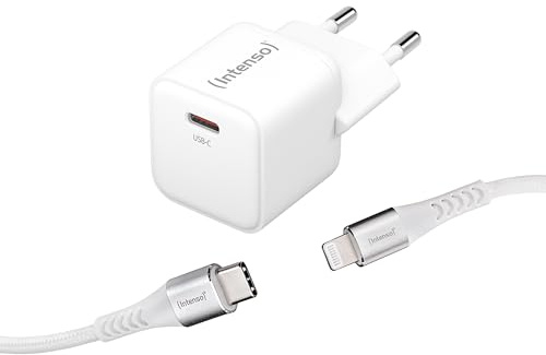 Intenso W30C GaN Power Adapter & C315L USB-C auf Lightning Ladekabel | 30W Netzteil mit MFi-Zertifizierung, Power Delivery 3.0, Schnellladegerät für iPhone und iPad, weißes Lade-Set