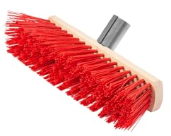 ToM PaR scopa da strada | scopa per spazzare con supporto manico in metallo | senza manico | scopa industriale larga | da corridoio | da giardino | grande | terrazza | garage | 30 cm, rosso