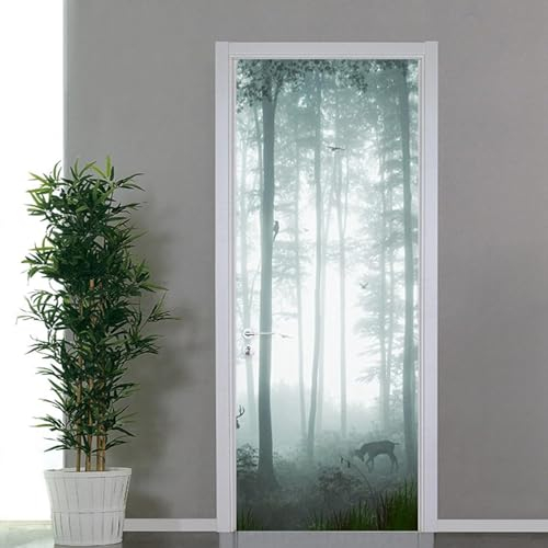 3D Türaufkleber Nebliger Wald 77 X 200 Cm Türtapete Selbstklebend Fototapete Türpanel Türposter Türfolie Türsticker Pvc Wasserfest Wandbild Wandaufkleber Für Wohnzimmer Kinder Bad Schlafzi -1V2O6N9E2F