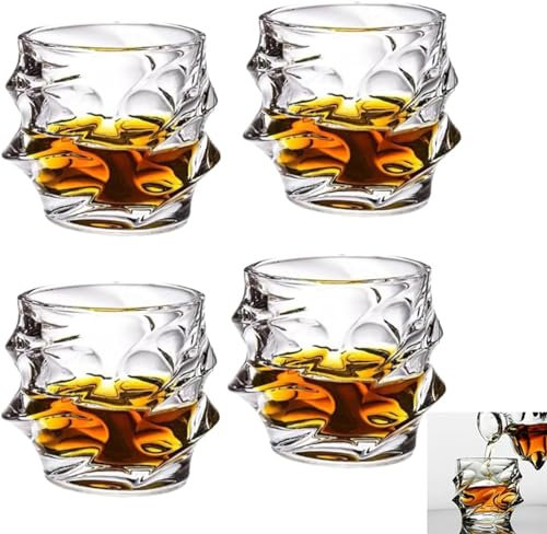 NNLLY Storm – Lot de 4 verres à whisky en cristal japonais, verres à whisky à l'ancienne, cadeaux bourbon pour homme, ensemble de verres à vin sans pied uniques