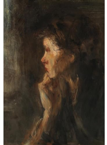 28 handgemalte, stimmungsvolle Ölgemälde von Hochschullehrern, Vintage-Wanddekoration, stimmungsvolle Frauenporträts auf Leinwand, „Contemplation“ von Jozef Israes Overpeinzing, impressionistisch...