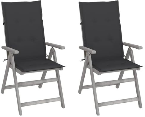 Sufrk Verstellbare Gartenstühle 2 STK. mit Auflagen Gartenstuhl Verstellbar BalkonstüHle GartenstüHle Massivholz Akazie - 3064698