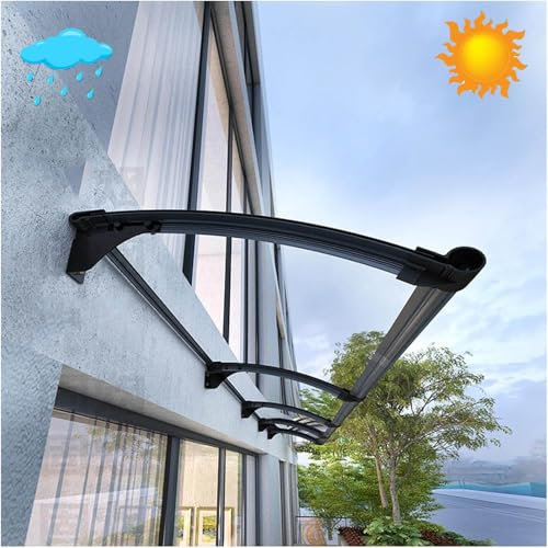 Auvent de Porte D'entrée Extérieure,Auvent avec Grande Gouttière,Marquise de Porte Exterieur pour Garage,Balcon,FenêTre,Maison,en Aluminium et Polycarbonate,120x300cm/47x118in