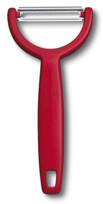 Victorinox Pelador Ypso, pelador para verduras, frutas, filo serrado, doble filo, extra afilado, Swiss Made, rojo