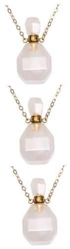 Amosfun 3pcs Essential Oil Perfume Bottle Pendant Natural Fluorite Crystal Decor Women Jewelry Hanging Crystal Necklace