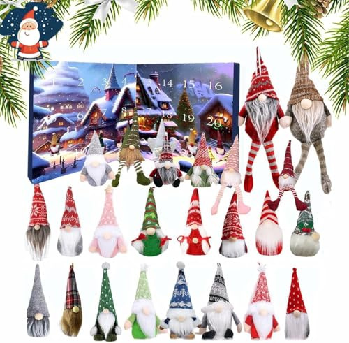 Weihnachtszwerg Adventskalender, 24 Tage Countdown bis Weihnachten, 24 Teiliger Zwergendekor Weihnachts Countdown Kalender, Weihnachts-Ferienhausdekoration