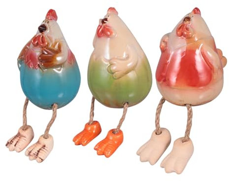 Ciieeo Einzigartiges Hühner-Ornament-Set 3-teilig Keramik-hühnerhandwerk Kreative Fußdekoration Zum Aufhängen Für Büro Oder Zuhause