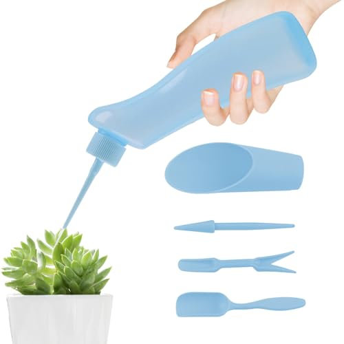 Lot de 5 bouteilles souples pour arrosage de petites , 500 ml, bec pointu incurvé pour d'intérieur