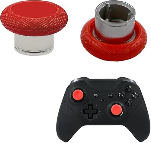 2 palillos de metal cortos de repuesto para controladores de núcleo Xbox Elite Series 2, joysticks analógicos magnéticos cóncavos cortos para Xbox Elite Series 2 Core de altura estándar (rojo)