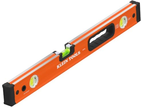 Klein Tools 93524 24-Inch Box Level, 2-Foot Box Beam Spirit Level, 3 Vials, High Visibility Orange, Aluminum Body